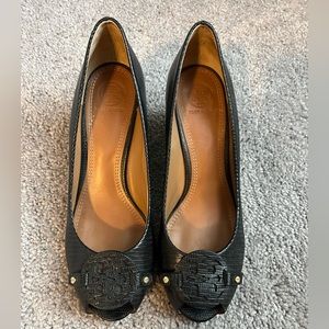 Tory Burch Peep Toe Wedges